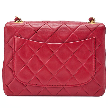 CHANEL Chain Shoulder Bag Minimat Telass? 17cm Lambskin Red Gold-Tone Hardware, Pre-Owned