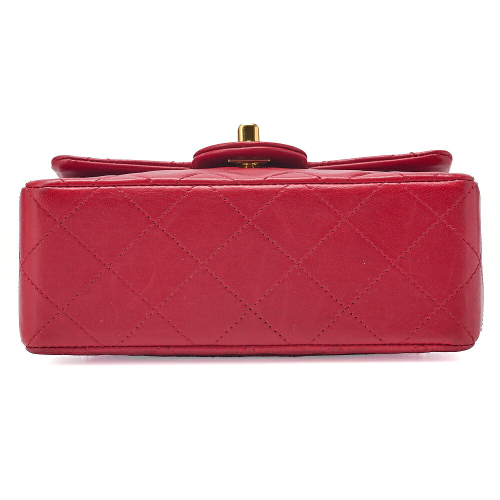 CHANEL Chain Shoulder Bag Minimat Telass? 17cm Lambskin Red Gold-Tone Hardware, Pre-Owned
