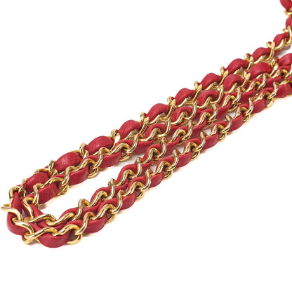 CHANEL Chain Shoulder Bag Minimat Telass? 17cm Lambskin Red Gold-Tone Hardware, Pre-Owned