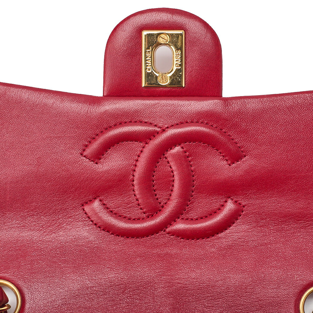 CHANEL Chain Shoulder Bag Minimat Telass? 17cm Lambskin Red Gold-Tone Hardware, Pre-Owned