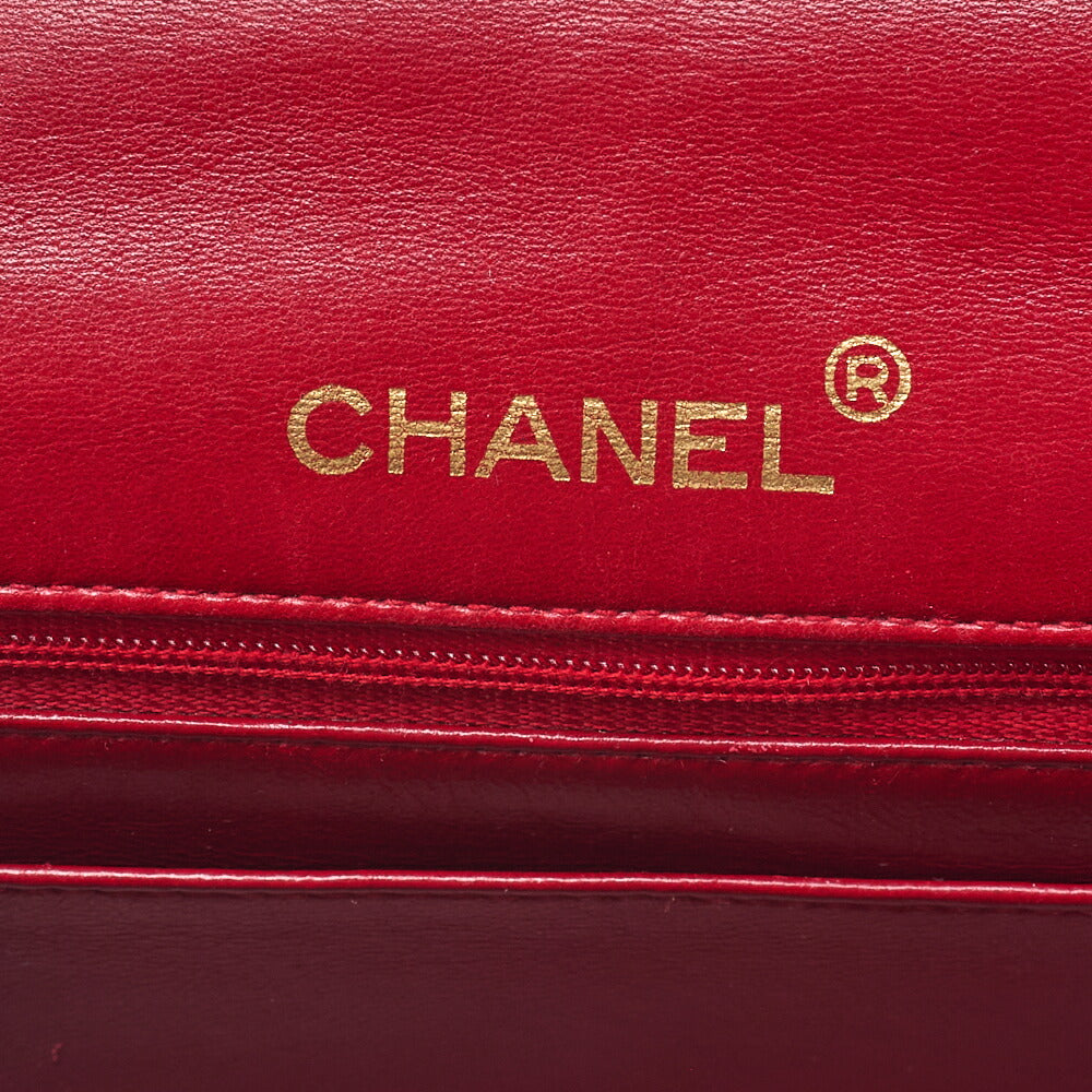 CHANEL Chain Shoulder Bag Minimat Telass? 17cm Lambskin Red Gold-Tone Hardware, Pre-Owned