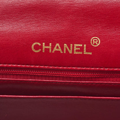 CHANEL Chain Shoulder Bag Minimat Telass? 17cm Lambskin Red Gold-Tone Hardware, Pre-Owned