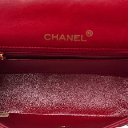 CHANEL Chain Shoulder Bag Minimat Telass? 17cm Lambskin Red Gold-Tone Hardware, Pre-Owned
