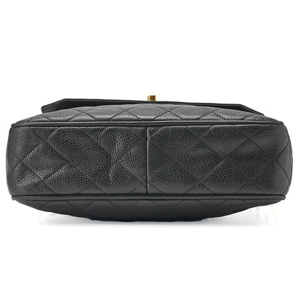 CHANEL Shoulder Bag Caviar Skin Matelasse Ball Charm Black Gold-Tone Hardware, Pre-Owned