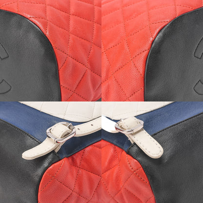 CHANEL Lambskin Matelasse Turn Lock Chain Backpack Red x Multicolor Silver-Tone Hardware, Pre-Owned