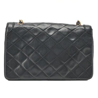 CHANEL Lambskin Mini Matette Design Flap Chain Shoulder Black Gold-Tone Hardware, Pre-Owned