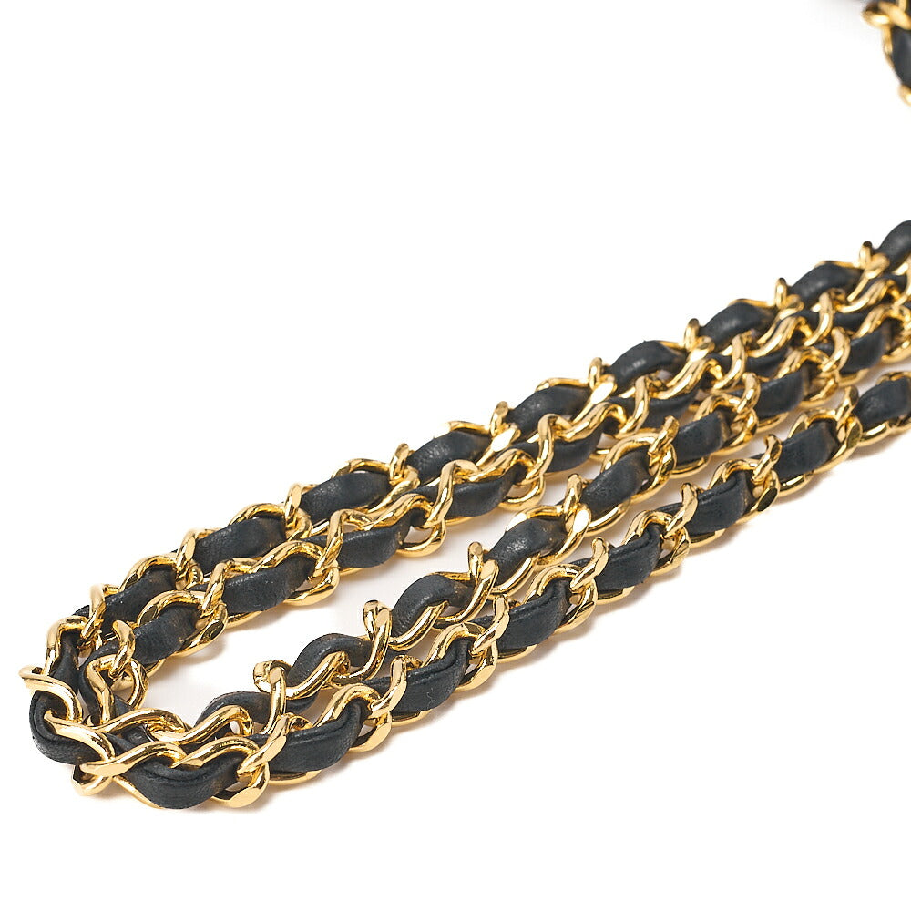 CHANEL Lambskin Mini Matette Design Flap Chain Shoulder Black Gold-Tone Hardware, Pre-Owned