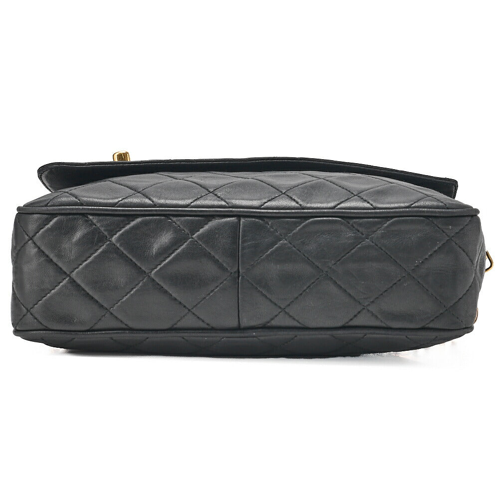 CHANEL Lambskin Matelasse Outside Flap with Fringe Bijou Chain Shoulder Black Gold-Tone Hardware, Pre-Owned