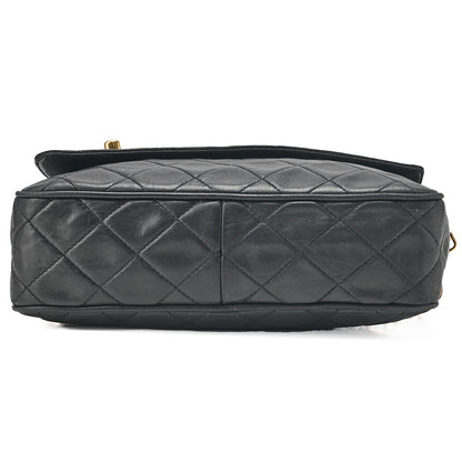 CHANEL Lambskin Matelasse Outside Flap with Fringe Bijou Chain Shoulder Black Gold-Tone Hardware, Pre-Owned