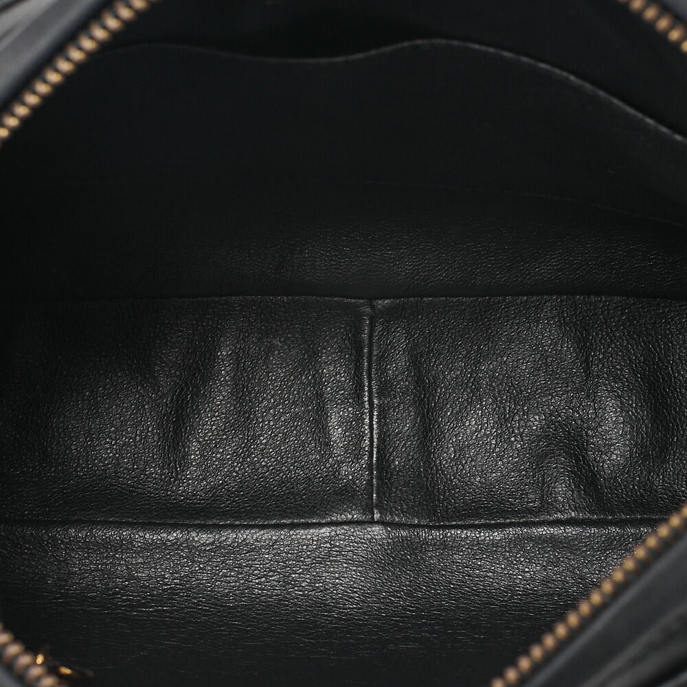 CHANEL Lambskin Matelasse Outside Flap with Fringe Bijou Chain Shoulder Black Gold-Tone Hardware, Pre-Owned