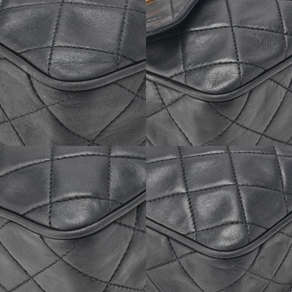 CHANEL Lambskin Matelasse Outside Flap with Fringe Bijou Chain Shoulder Black Gold-Tone Hardware, Pre-Owned