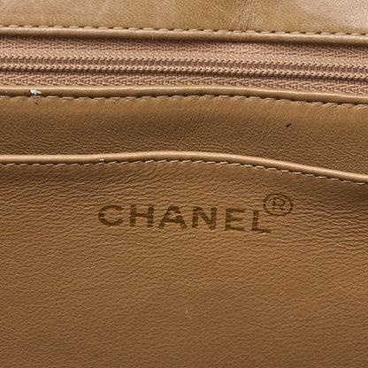 CHANEL Deka Matelasse 30 Single Chain Shoulder Bag Lambskin Beige Gold-Tone Hardware, Pre-Owned