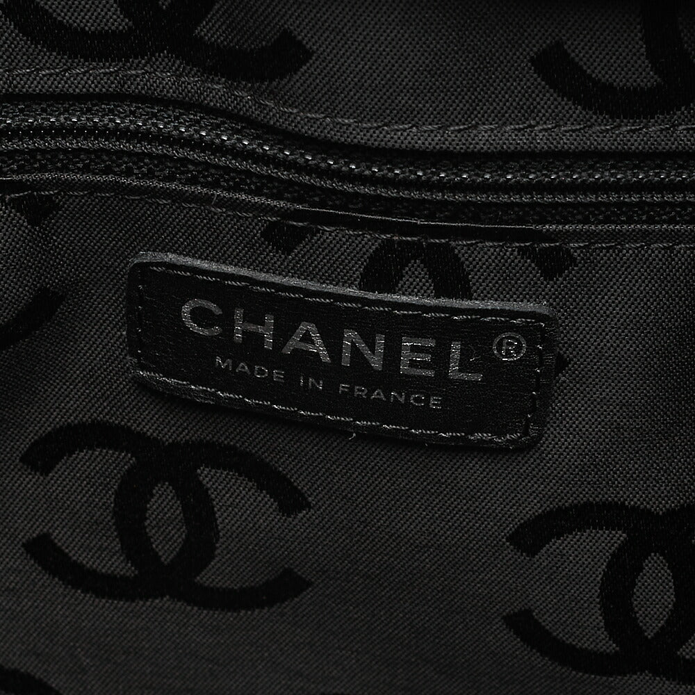 CHANEL Cambonline Calf Leather Tote Bag Beige x  Black Silver-Tone Hardware, Pre-Owned