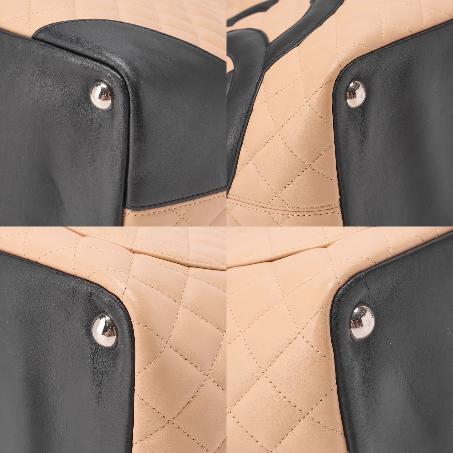 CHANEL Cambonline Calf Leather Tote Bag Beige x  Black Silver-Tone Hardware, Pre-Owned