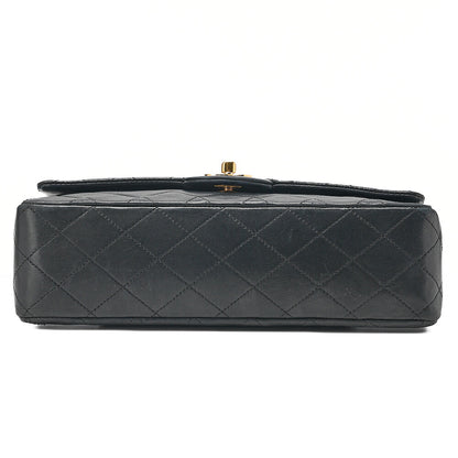 CHANEL Lambskin Matelasse 25cm Double Flap Chain Shoulder Black Gold-Tone Hardware, Pre-Owned