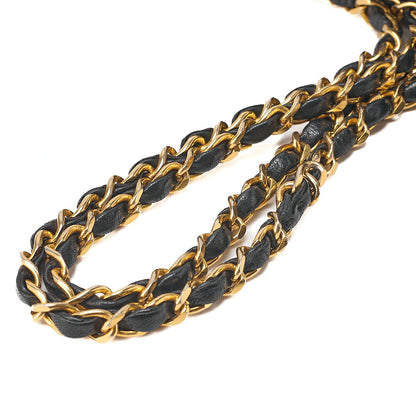 CHANEL Lambskin Matelasse 25cm Double Flap Chain Shoulder Black Gold-Tone Hardware, Pre-Owned