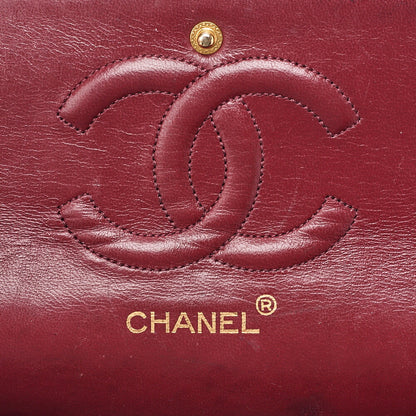 CHANEL Lambskin Matelasse 25cm Double Flap Chain Shoulder Black Gold-Tone Hardware, Pre-Owned
