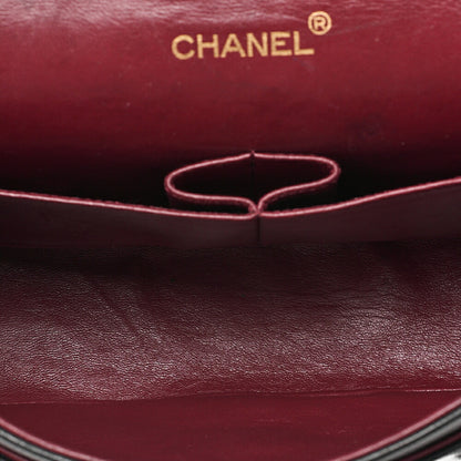 CHANEL Lambskin Matelasse 25cm Double Flap Chain Shoulder Black Gold-Tone Hardware, Pre-Owned