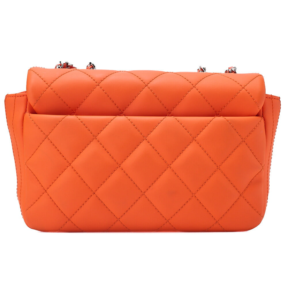 CHANEL Lambskin x Enamel Mini Matelasse 19cm Chain Shoulder Bag with Cover Orange Silver-Tone Hardware, Pre-Owned