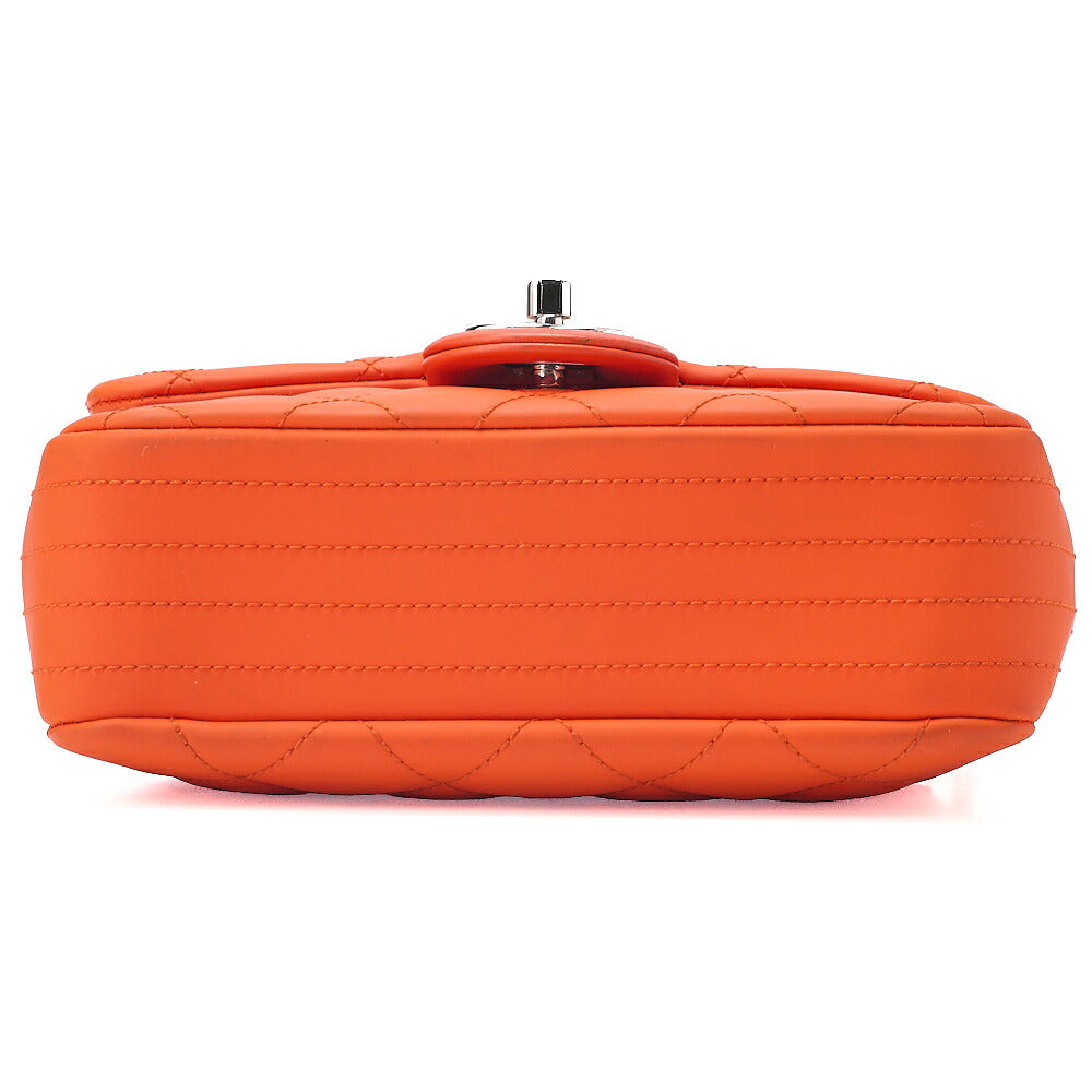 CHANEL Lambskin x Enamel Mini Matelasse 19cm Chain Shoulder Bag with Cover Orange Silver-Tone Hardware, Pre-Owned