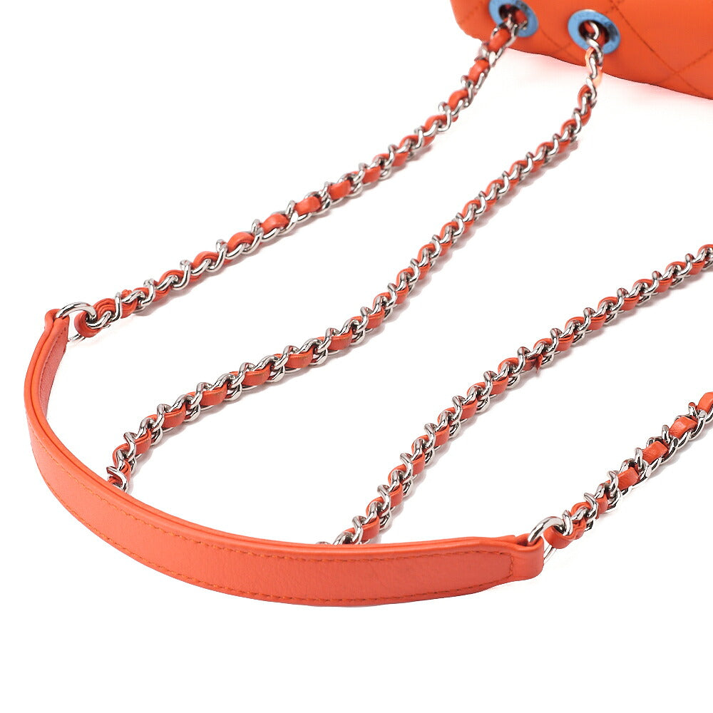 CHANEL Lambskin x Enamel Mini Matelasse 19cm Chain Shoulder Bag with Cover Orange Silver-Tone Hardware, Pre-Owned