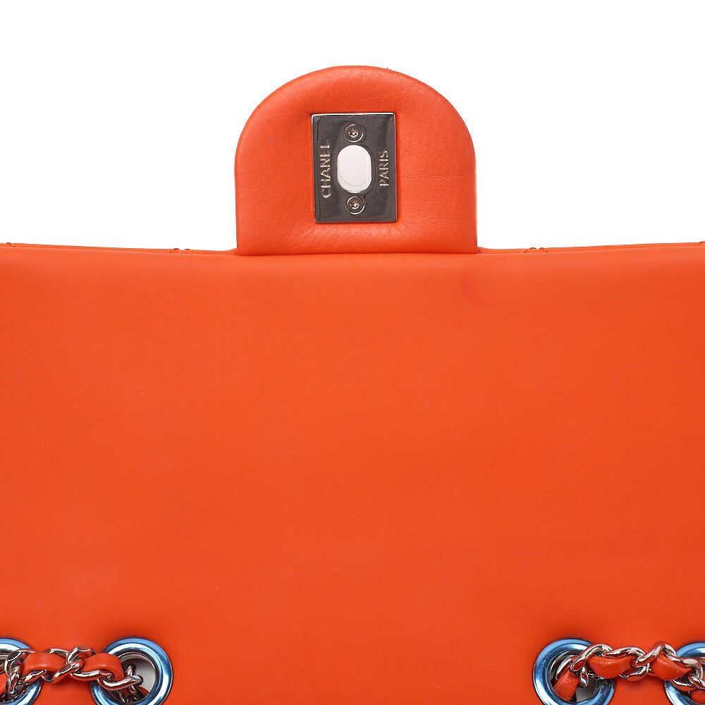 CHANEL Lambskin x Enamel Mini Matelasse 19cm Chain Shoulder Bag with Cover Orange Silver-Tone Hardware, Pre-Owned