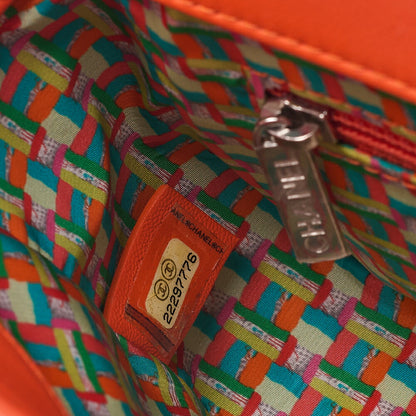 CHANEL Lambskin x Enamel Mini Matelasse 19cm Chain Shoulder Bag with Cover Orange Silver-Tone Hardware, Pre-Owned