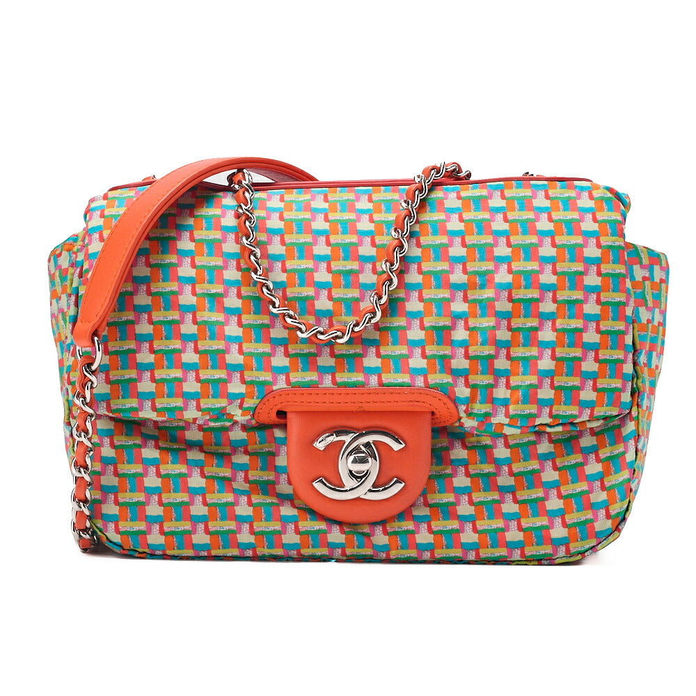 CHANEL Lambskin x Enamel Mini Matelasse 19cm Chain Shoulder Bag with Cover Orange Silver-Tone Hardware, Pre-Owned