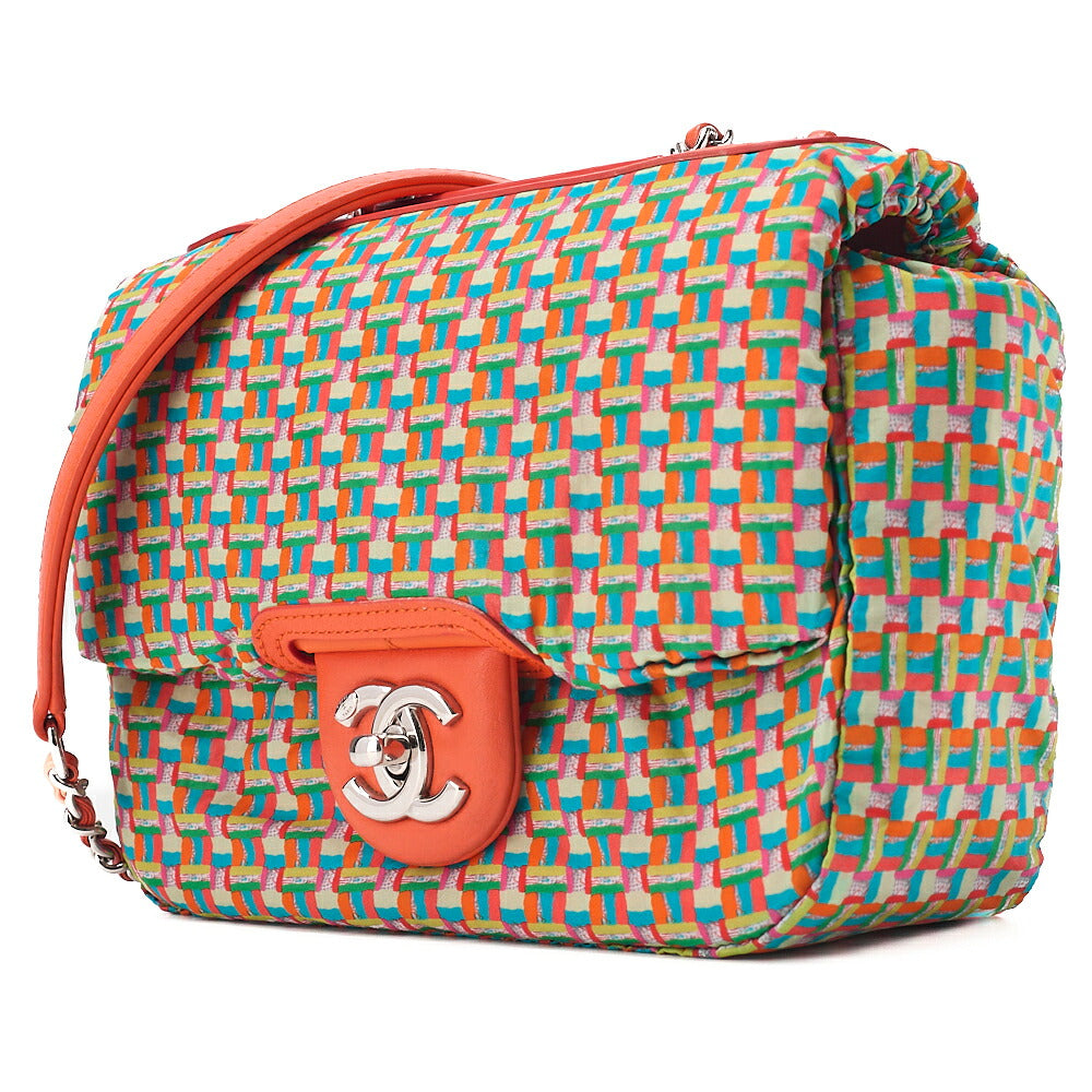 CHANEL Lambskin x Enamel Mini Matelasse 19cm Chain Shoulder Bag with Cover Orange Silver-Tone Hardware, Pre-Owned