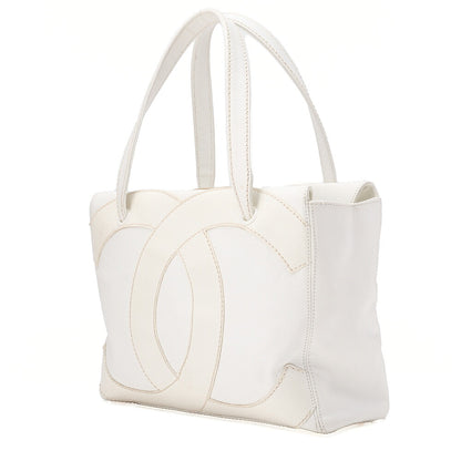 CHANEL Coco Mark Large Coco Mark Shoulder Bag Caviar Skin White Gold-Tone Hardware, Pre-Owned