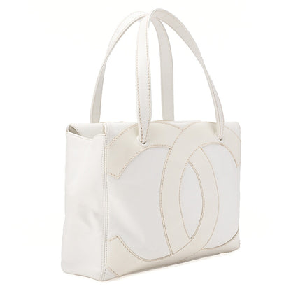 CHANEL Coco Mark Large Coco Mark Shoulder Bag Caviar Skin White Gold-Tone Hardware, Pre-Owned