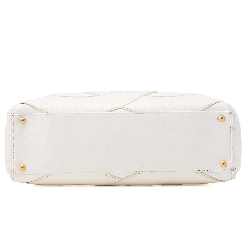 CHANEL Coco Mark Large Coco Mark Shoulder Bag Caviar Skin White Gold-Tone Hardware, Pre-Owned