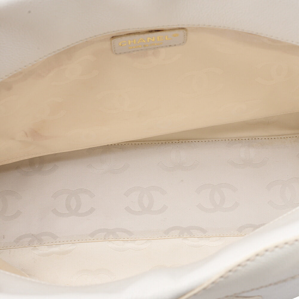 CHANEL Coco Mark Large Coco Mark Shoulder Bag Caviar Skin White Gold-Tone Hardware, Pre-Owned