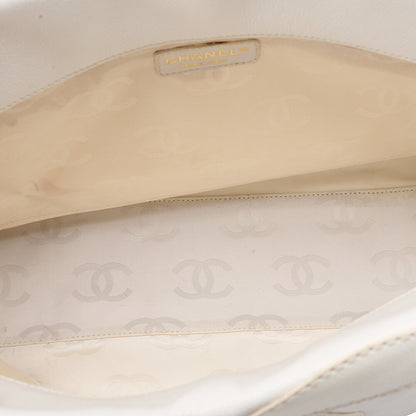 CHANEL Coco Mark Large Coco Mark Shoulder Bag Caviar Skin White Gold-Tone Hardware, Pre-Owned