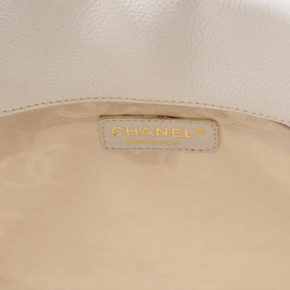 CHANEL Coco Mark Large Coco Mark Shoulder Bag Caviar Skin White Gold-Tone Hardware, Pre-Owned