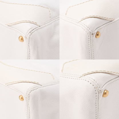 CHANEL Coco Mark Large Coco Mark Shoulder Bag Caviar Skin White Gold-Tone Hardware, Pre-Owned