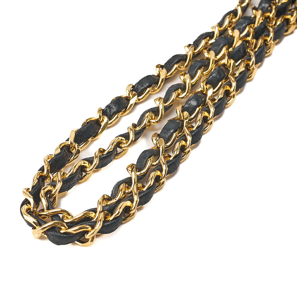 CHANEL Lambskin Matelasse 25cm Square Double Flap Chain Shoulder Black Gold-Tone Hardware, Pre-Owned