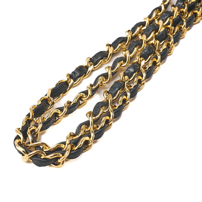 CHANEL Lambskin Matelasse 25cm Square Double Flap Chain Shoulder Black Gold-Tone Hardware, Pre-Owned