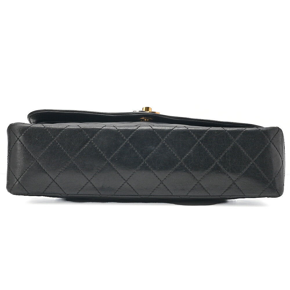 CHANEL Lambskin Matelasse Paris Limited Double Flap Chain Shoulder Bag Black Gold x Silver-Tone Hardware, Pre-Owned