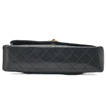 CHANEL Lambskin Matelasse Paris Limited Double Flap Chain Shoulder Bag Black Gold x Silver-Tone Hardware, Pre-Owned