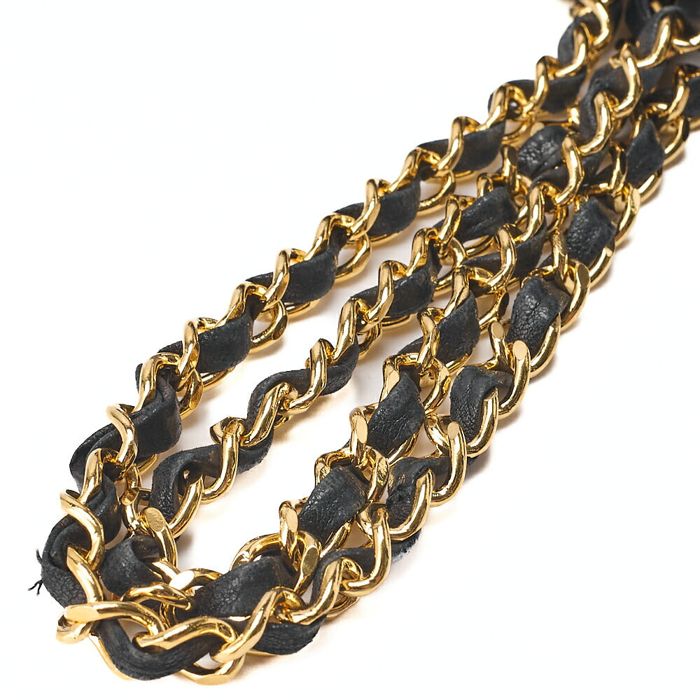 CHANEL Lambskin Matelasse Paris Limited Double Flap Chain Shoulder Bag Black Gold x Silver-Tone Hardware, Pre-Owned