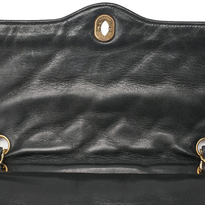 CHANEL Lambskin Matelasse Paris Limited Double Flap Chain Shoulder Bag Black Gold x Silver-Tone Hardware, Pre-Owned