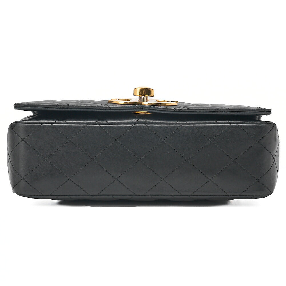 CHANEL Matelasse Deka Coco Full Flap Single Turn Lock Chain Shoulder Lambskin Black Gold-Tone Hardware, Pre-Owned