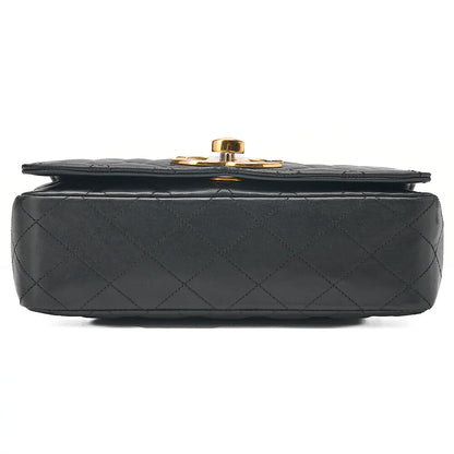 CHANEL Matelasse Deka Coco Full Flap Single Turn Lock Chain Shoulder Lambskin Black Gold-Tone Hardware, Pre-Owned