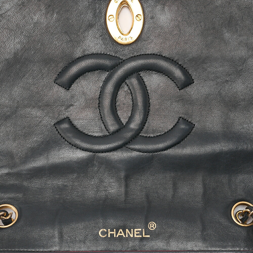 CHANEL Matelasse Deka Coco Full Flap Single Turn Lock Chain Shoulder Lambskin Black Gold-Tone Hardware, Pre-Owned