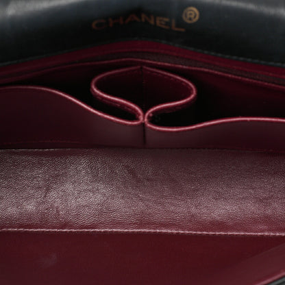 CHANEL Matelasse Deka Coco Full Flap Single Turn Lock Chain Shoulder Lambskin Black Gold-Tone Hardware, Pre-Owned