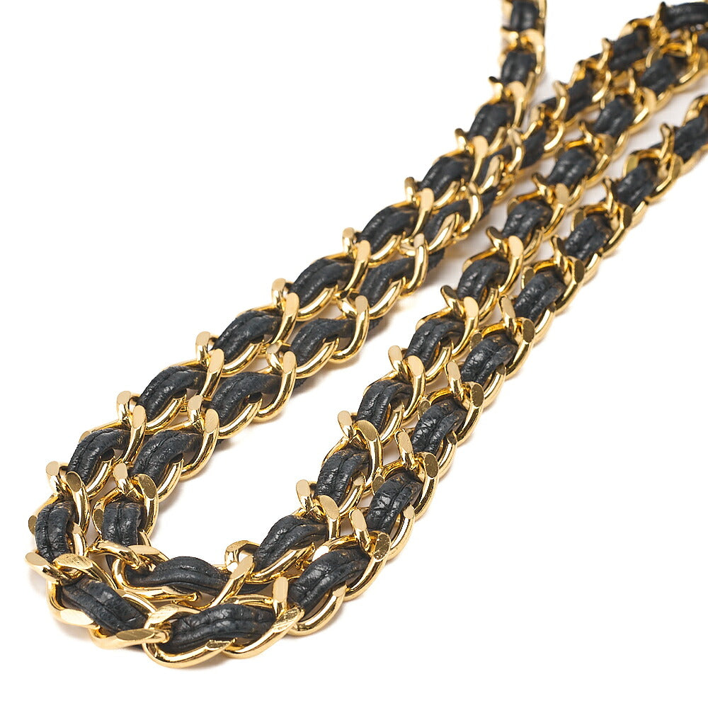 CHANEL Lambskin Matelasse Coco Mark Fringe Chain Shoulder Black Gold-Tone Hardware, Pre-Owned