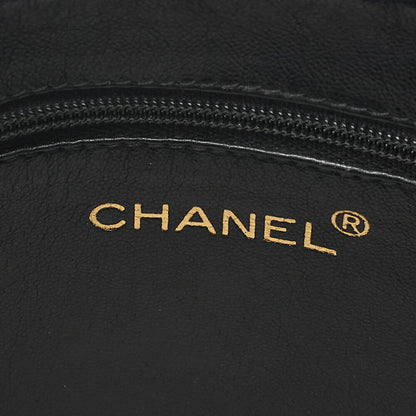 CHANEL Lambskin Matelasse Coco Mark Fringe Chain Shoulder Black Gold-Tone Hardware, Pre-Owned