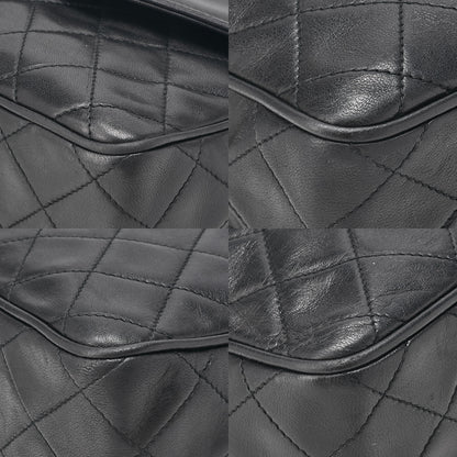 CHANEL Lambskin Matelasse Coco Mark Fringe Chain Shoulder Black Gold-Tone Hardware, Pre-Owned