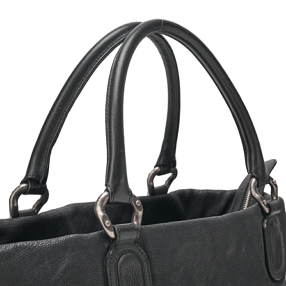 CHANEL Caviar Skin Deka Coco Mark Handbag Black Silver-Tone Hardware, Pre-Owned